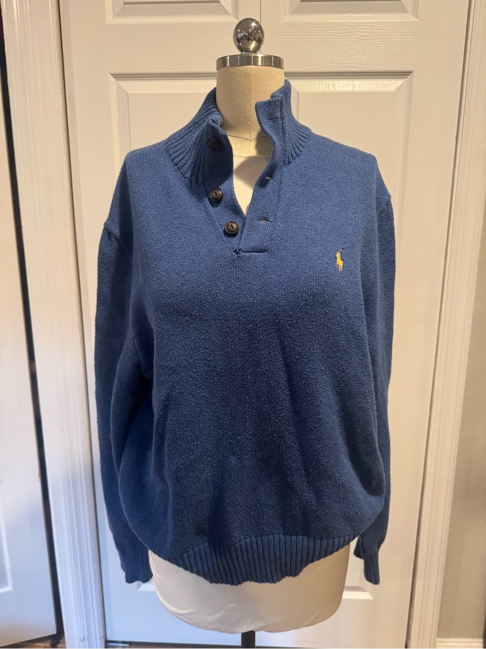 Ralph Lauren Blue Zip-Up Funnel Neck Sweater